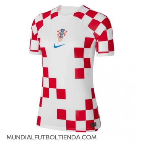 Camiseta Croacia Primera Equipación Replica Mundial 2022 para mujer mangas cortas
